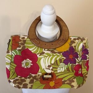 Relic Floral Print Bree Satchel with Wooden Handles